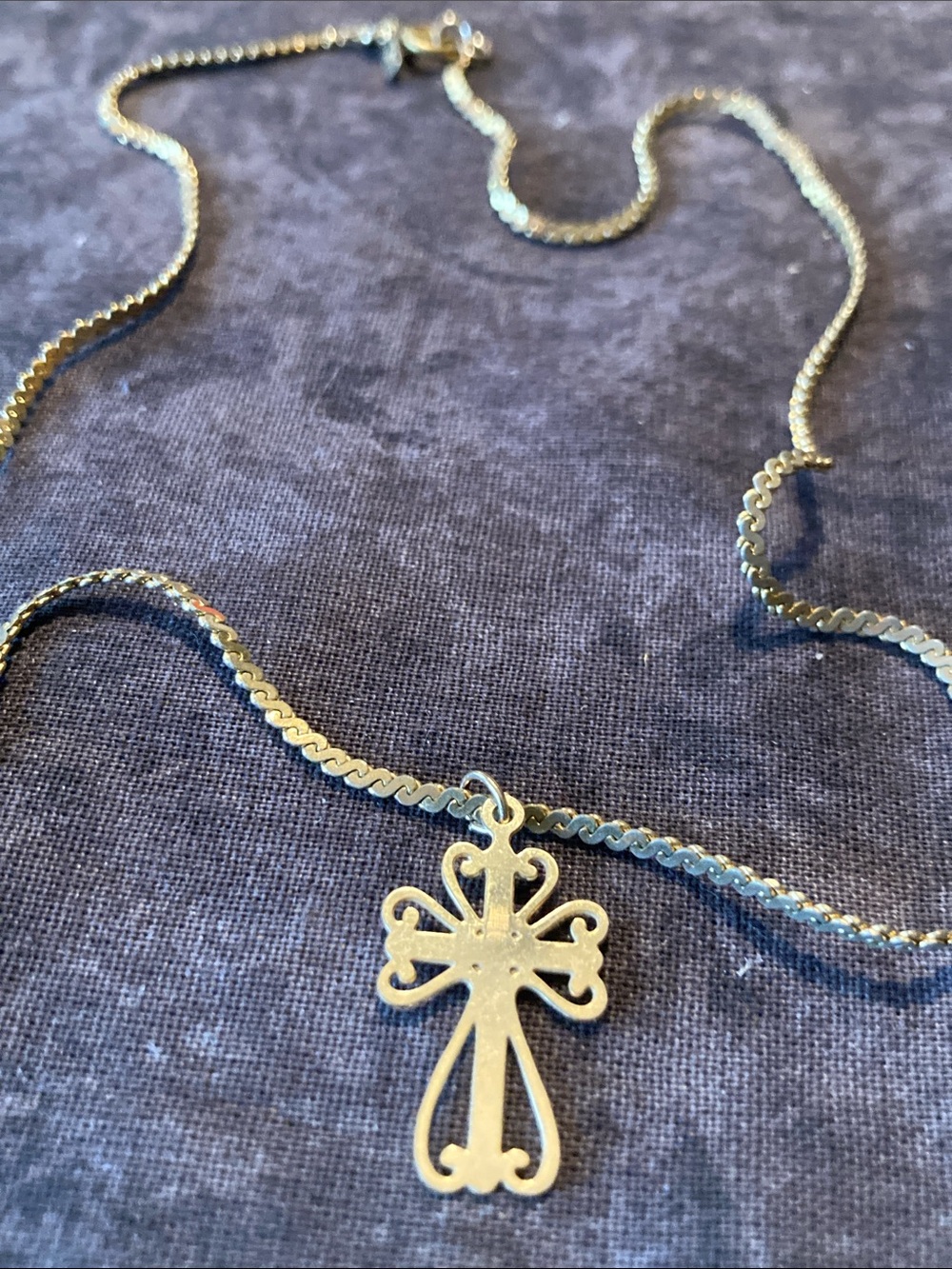 Delicate Monet Gold Tone Cross Pendant Necklace for Women